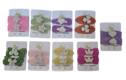 Rhinestone Faux Pearl Heart Hair Clips