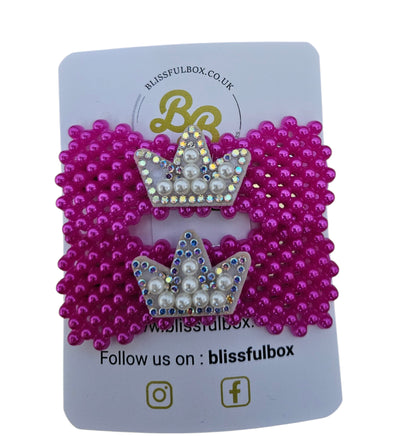 Rhinestone Faux Pearl Heart Hair Clips