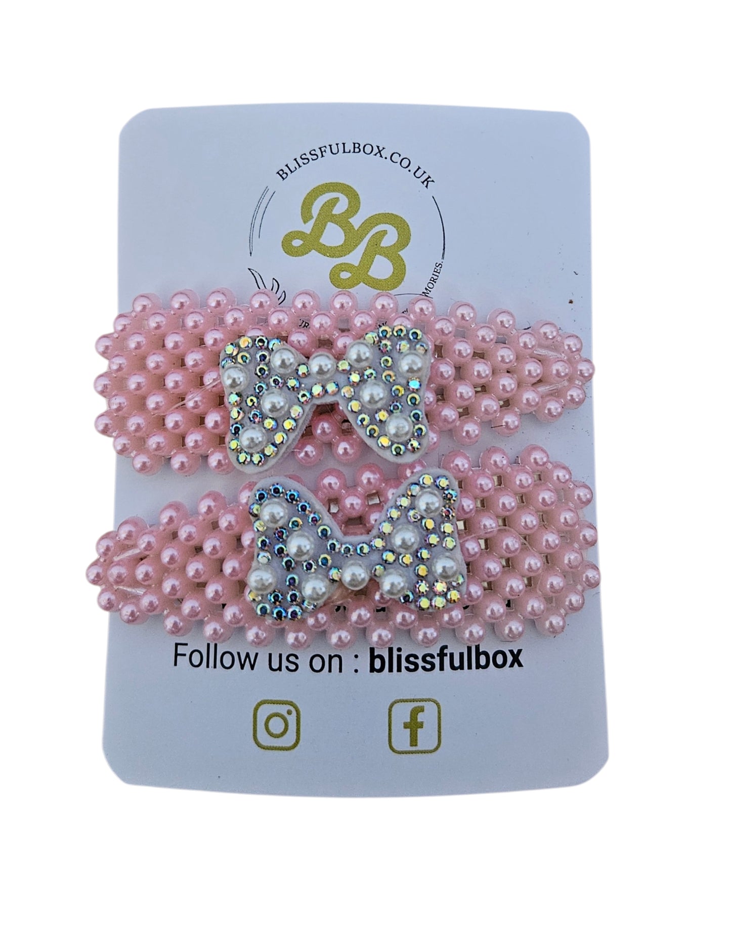 Rhinestone Faux Pearl Heart Hair Clips