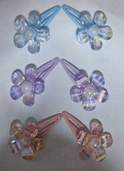 Crystal Flower Snap Clips
