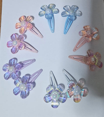 Crystal Flower Snap Clips